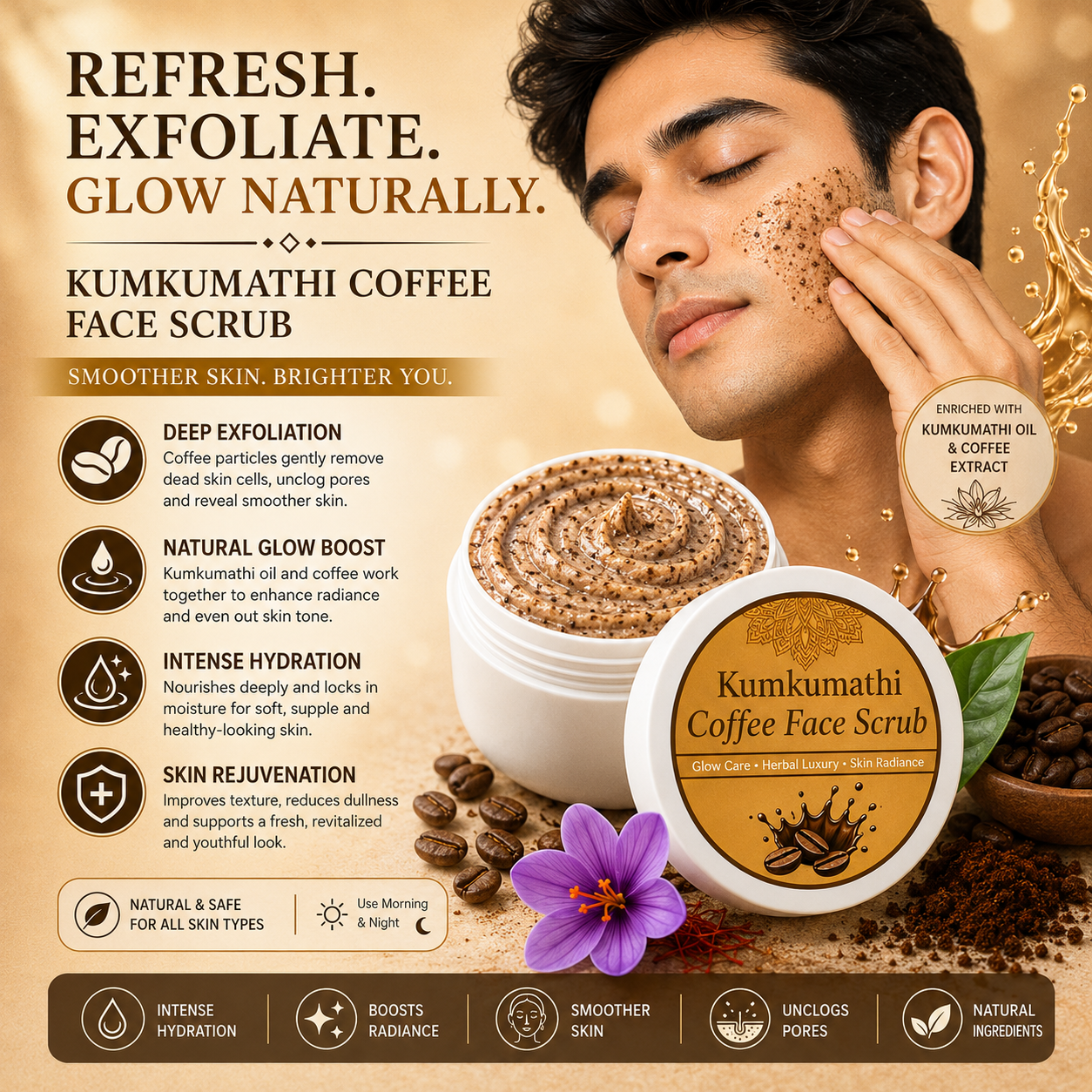 Kumkumadi Coffee Face Scrub | Natural Glow Exfoliator | 200g