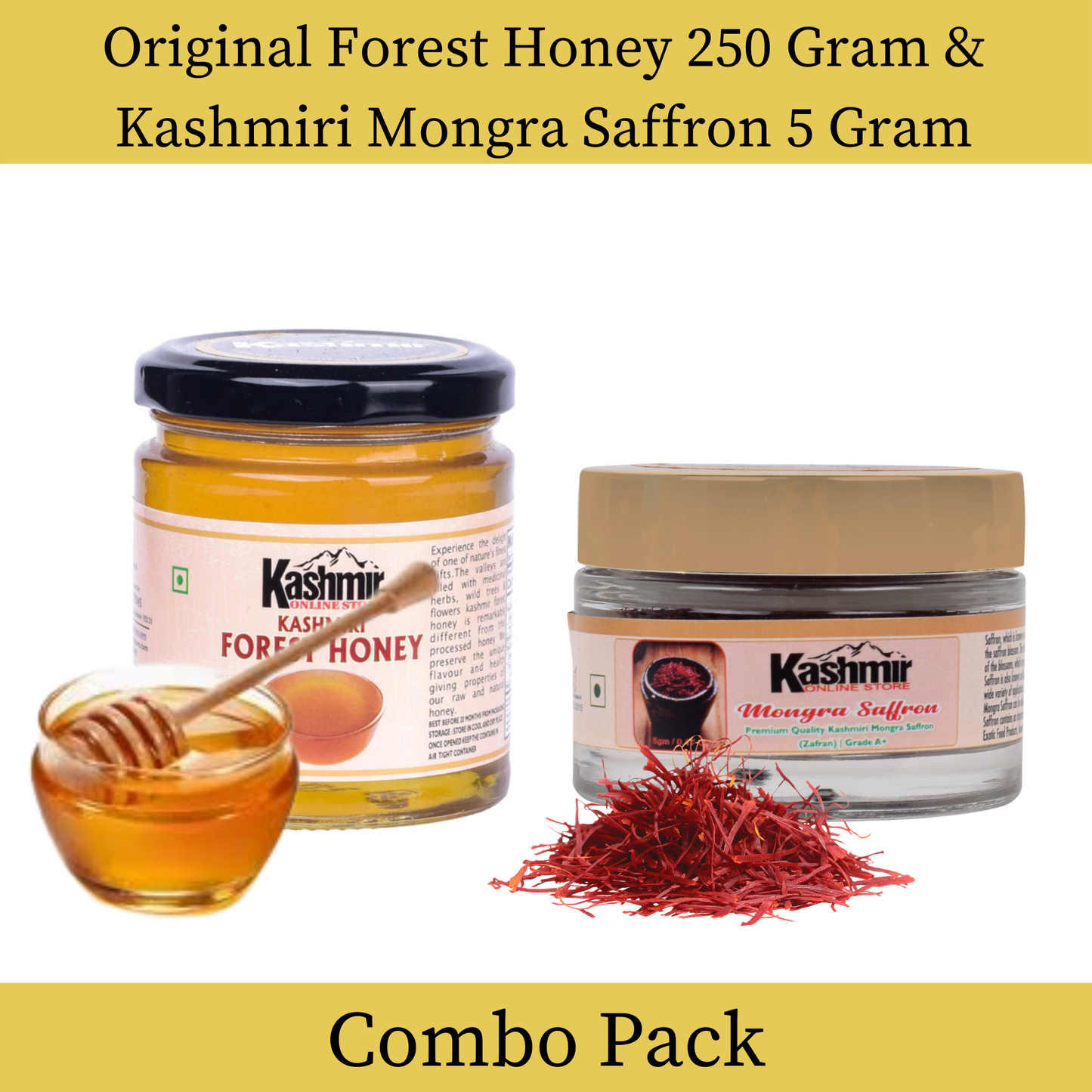 Buy Combo pack of Kashmiri Kesar And Kashmiri Forest Honey.