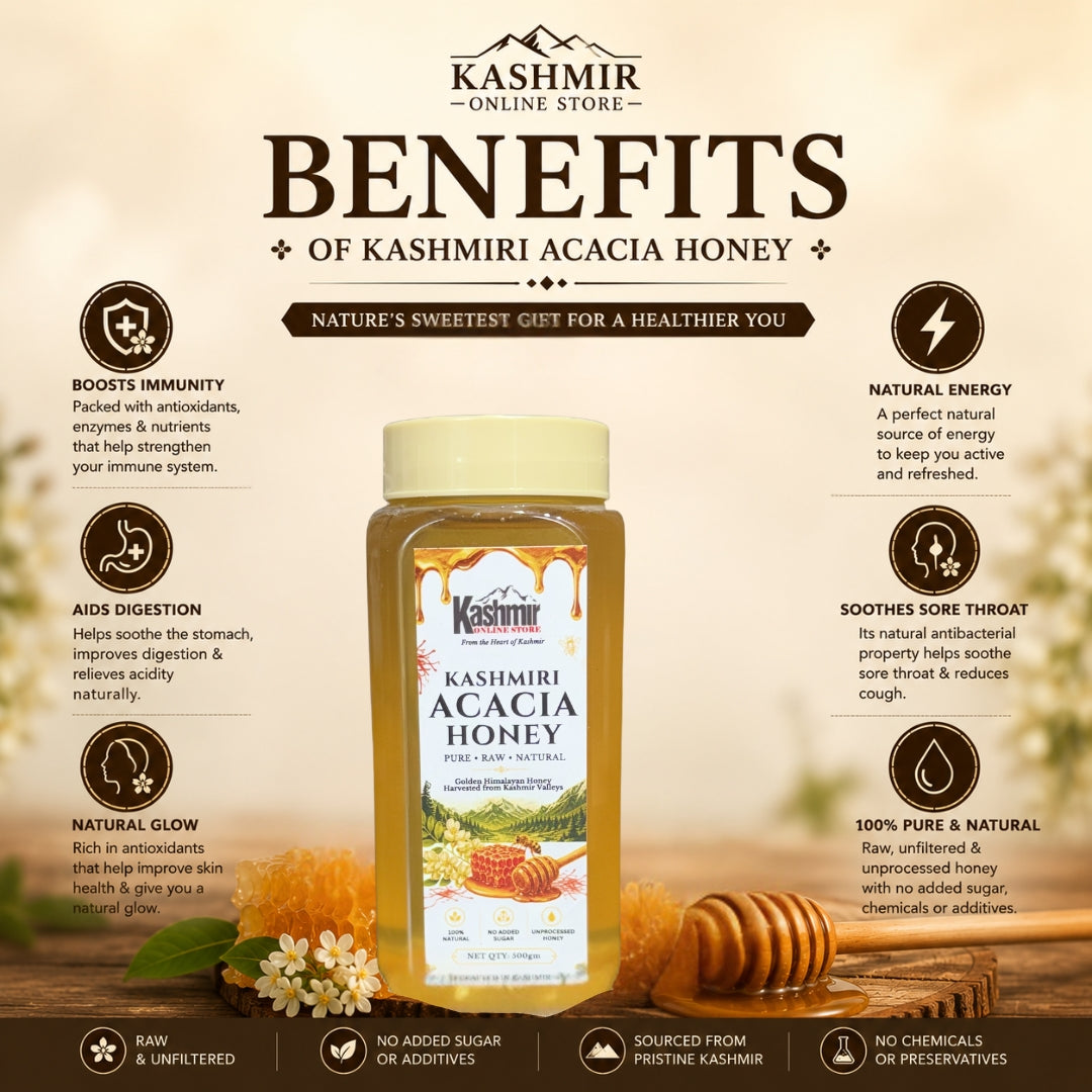 Premium Kashmiri Acacia Honey Raw · Unprocessed · Pure Himalayan