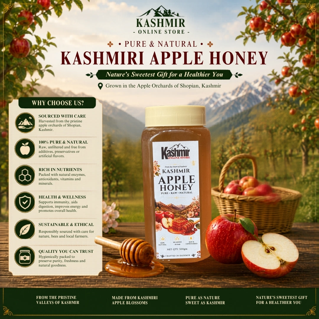 Pure Kashmiri Apple Blossom Honey – Raw Himalayan Orchard Honey | Ruh E Kashmir Online Store
