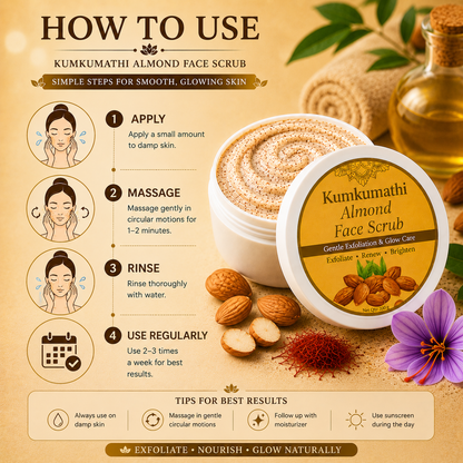 Kumkumadi Almond Face Scrub | Gentle Glow Exfoliator | 200g