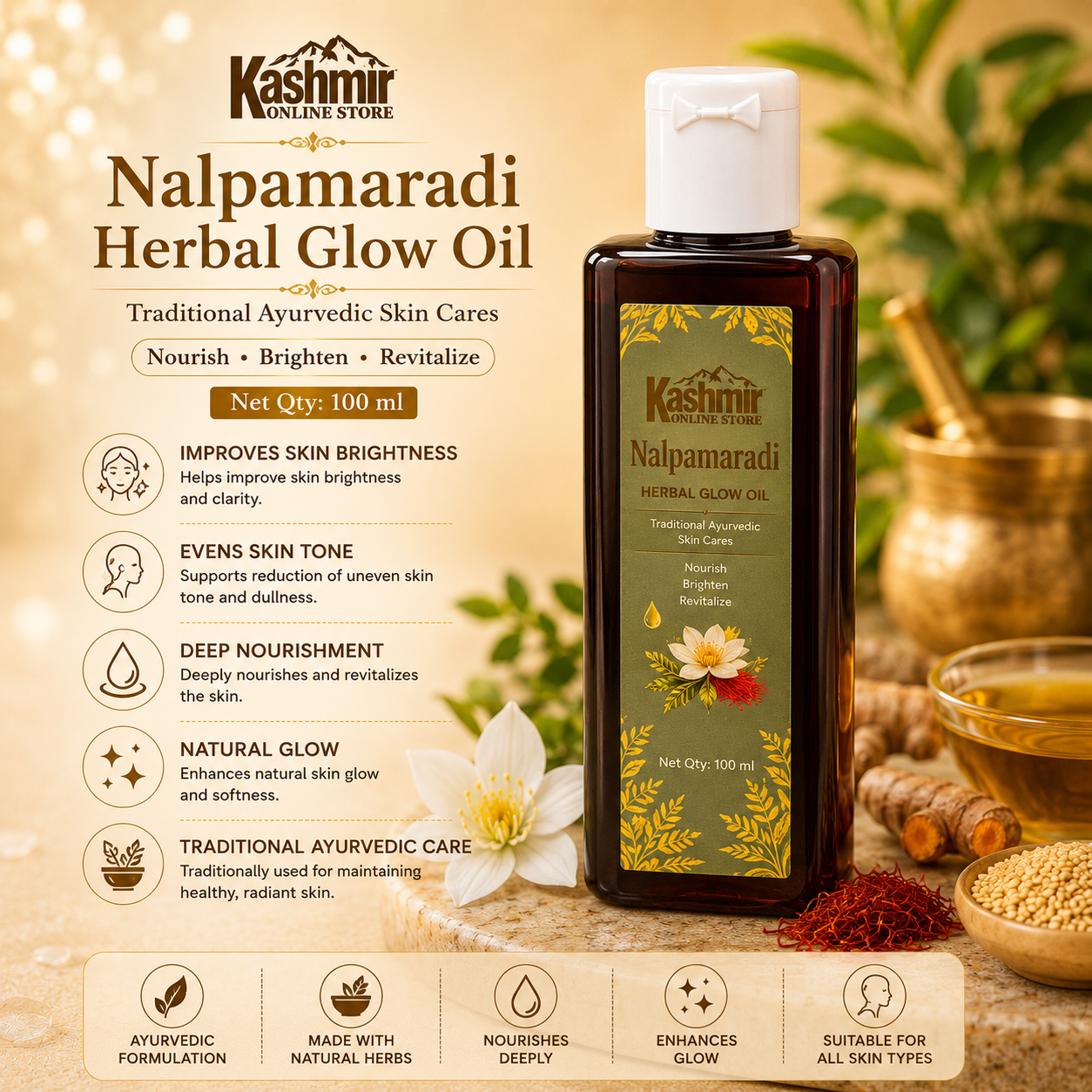 Nalpamaradi Herbal Glow Oil | Ayurvedic Glow Oil | 100ml