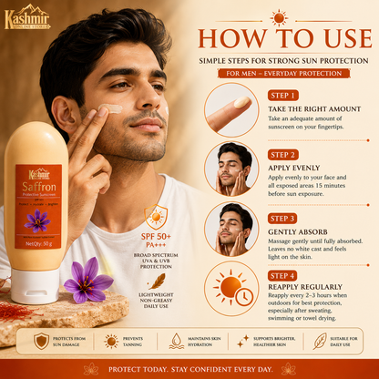 Natural Saffron Sunscreen Protective Ruh E Kashmir Online Store · Sun Care ( SPF50 )
