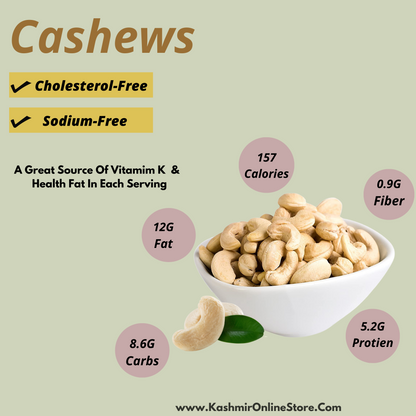 Premium Cashew Nuts (W180) – Whole, Jumbo, Crunchy & Fresh | Ruh E Kashmir Online Store