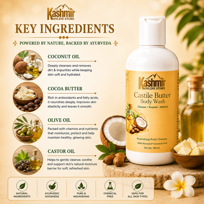 Castile Butter Body Wash | Natural Moisturizing Wash | 200ml