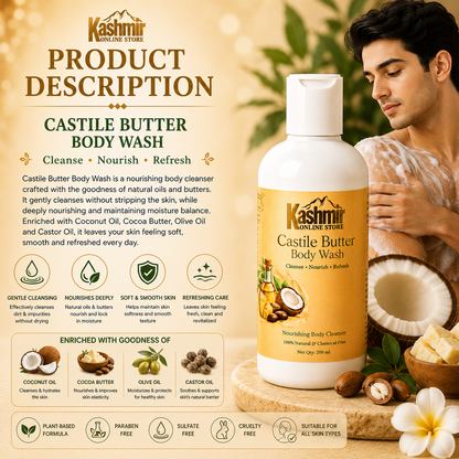 Castile Butter Body Wash | Natural Moisturizing Wash | 200ml