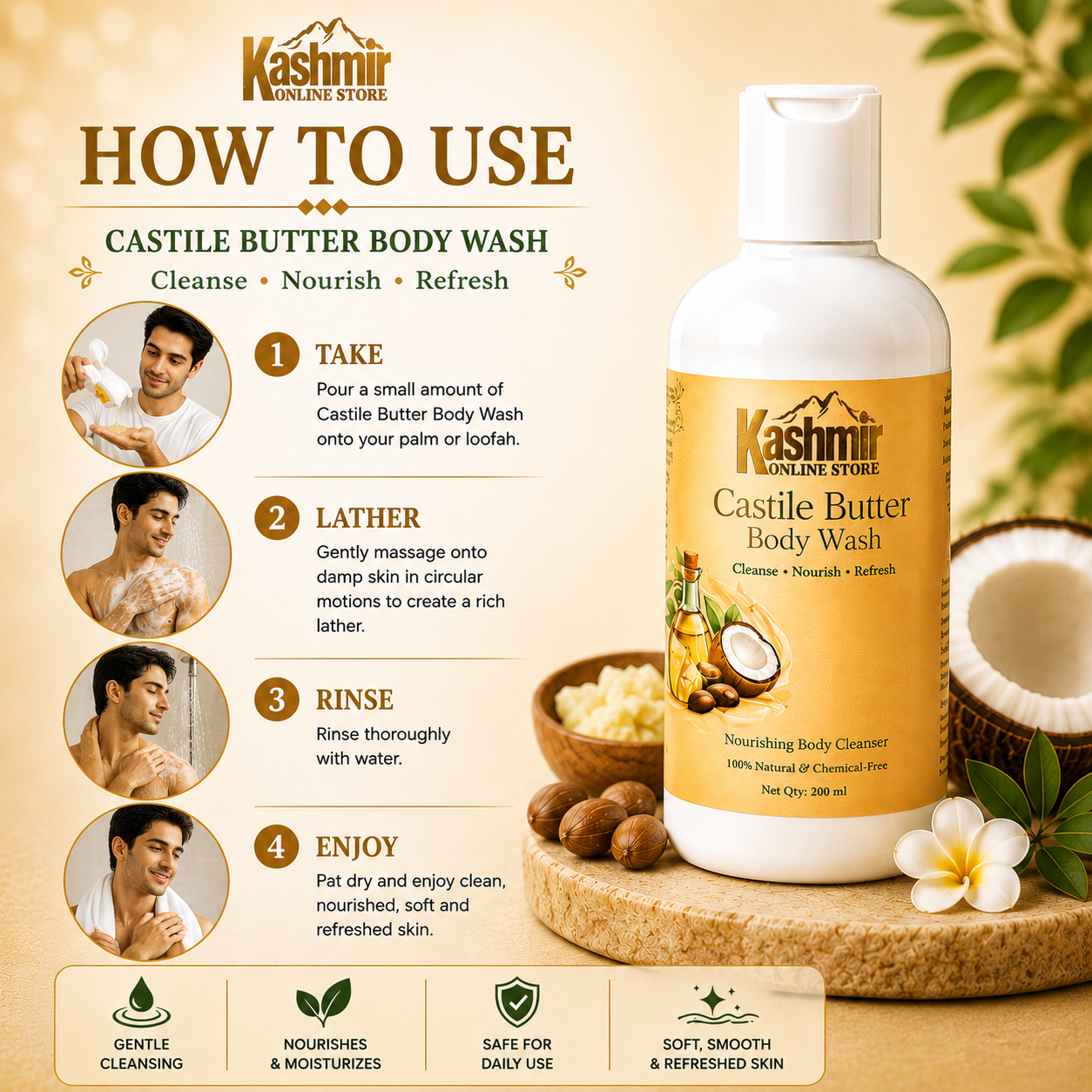 Castile Butter Body Wash | Natural Moisturizing Wash | 200ml