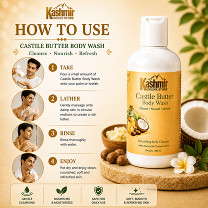 Castile Butter Body Wash | Natural Moisturizing Wash | 200ml