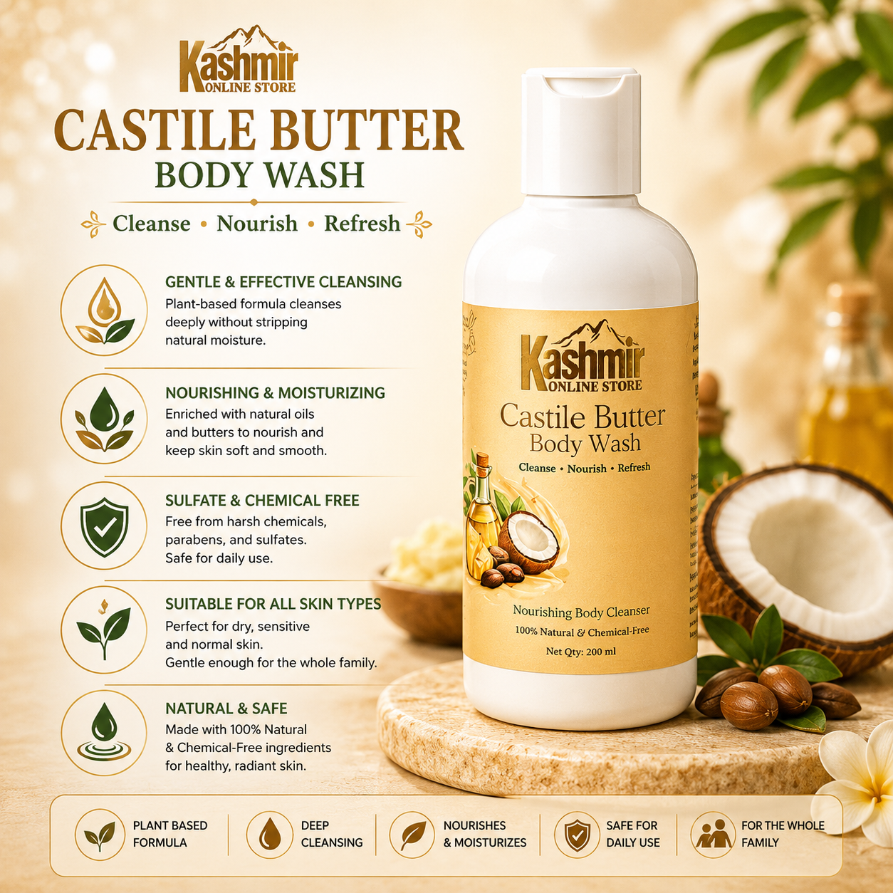 Castile Butter Body Wash | Natural Moisturizing Wash | 200ml