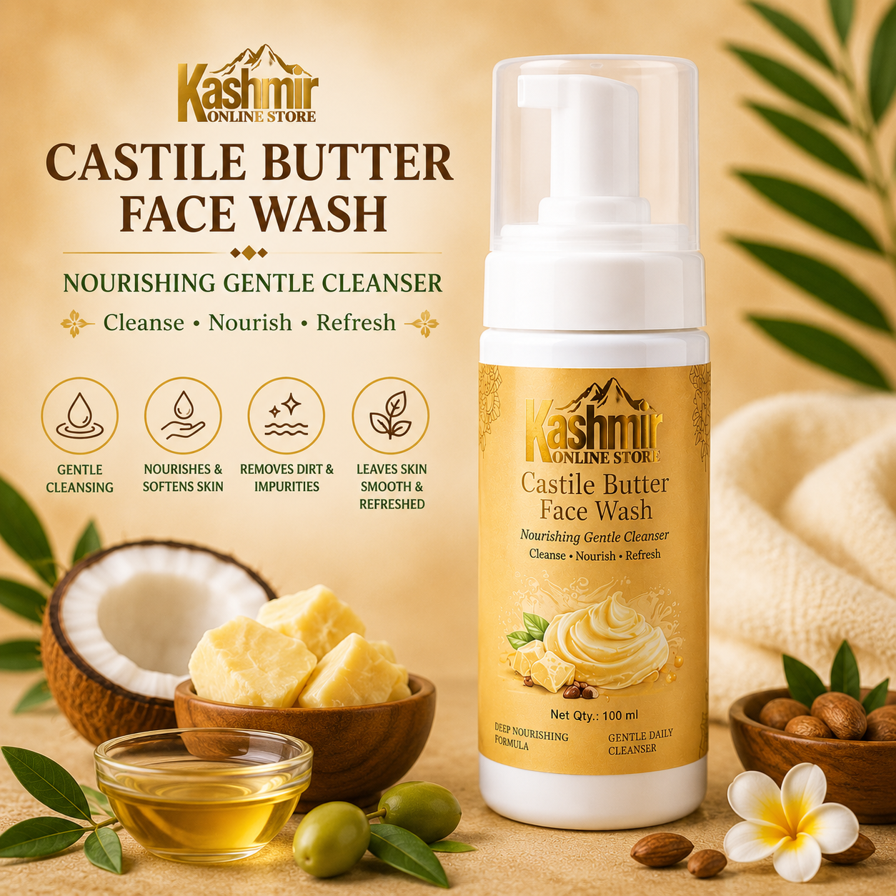 Castile Butter Face Wash | Gentle Natural Cleanser |  100ml