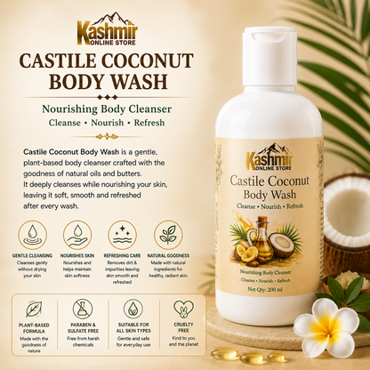 Castile Coconut Body Wash | Natural Sulfate-Free Wash | 200ml