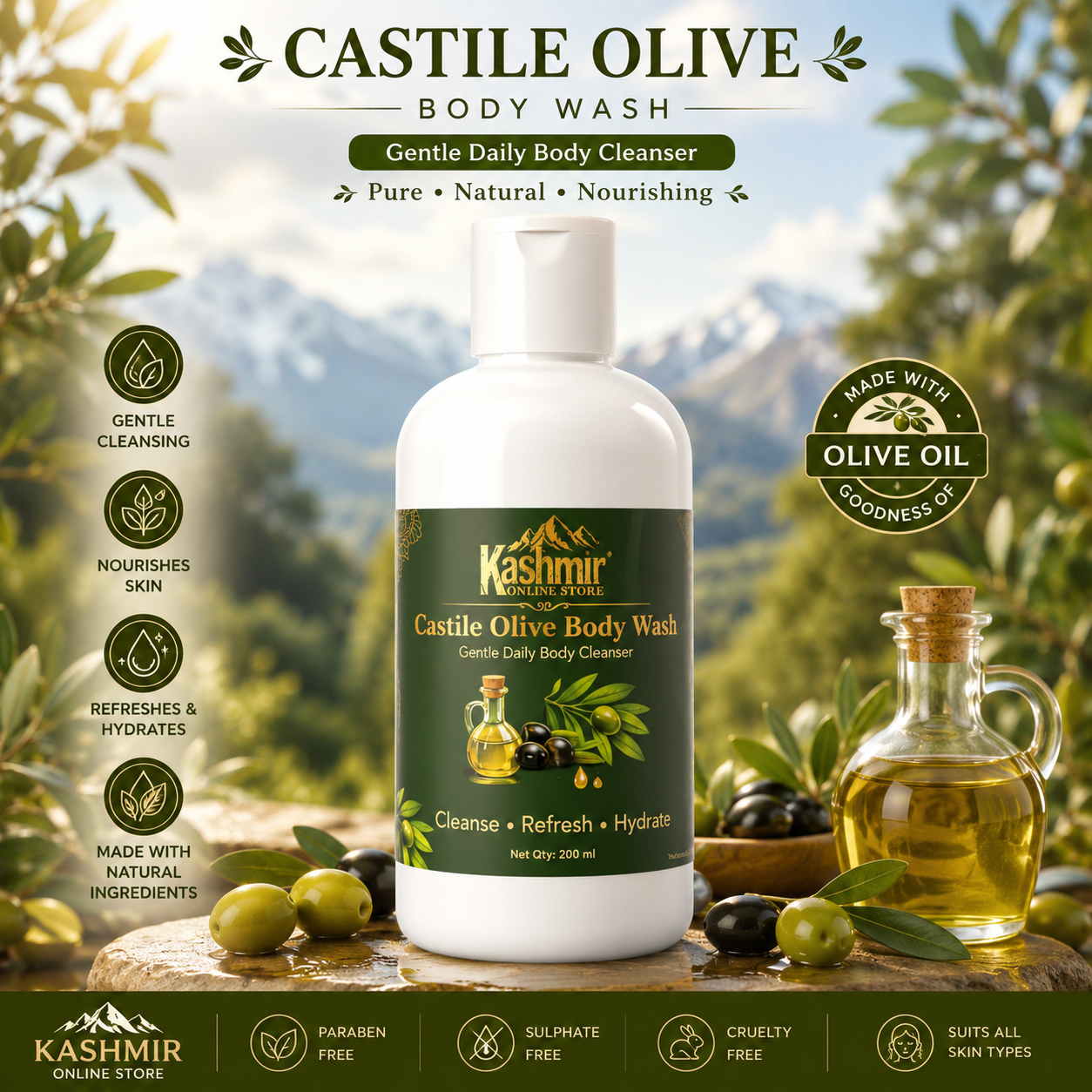 Castile Olive Body Wash with Kashmiri Saffron