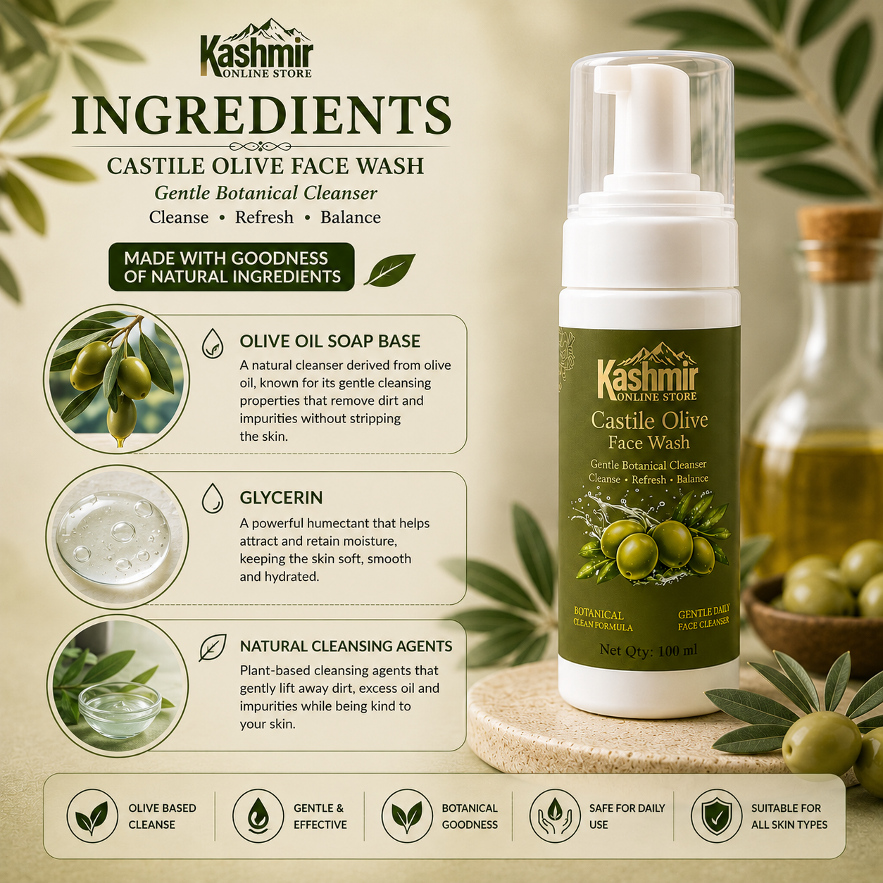 castile olive facewash | 100ml