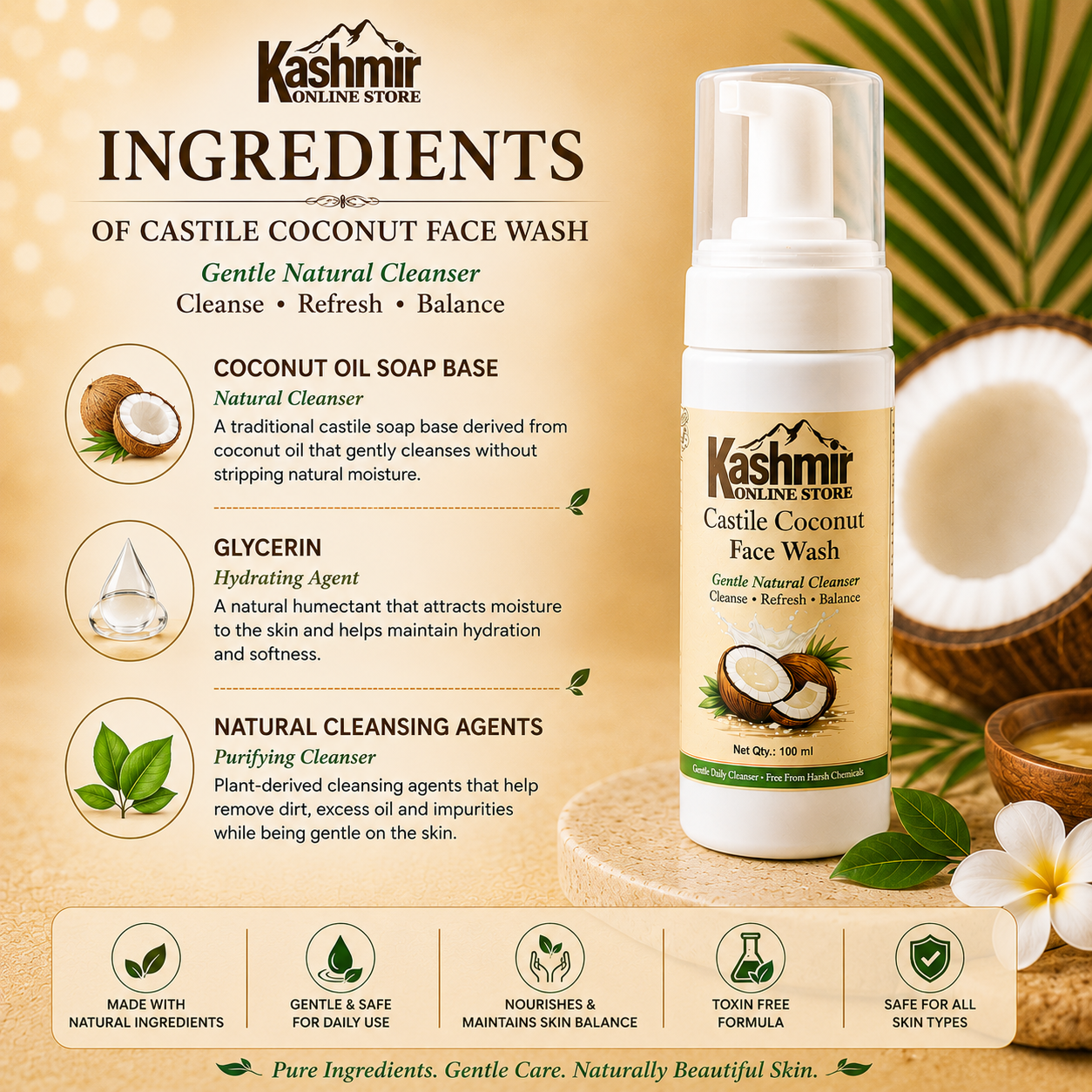 Castile Coconut Facewash | Gentle Sulfate-Free Wash | 100ml