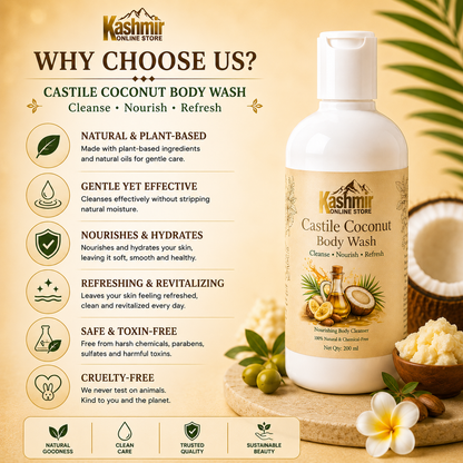Castile Coconut Body Wash | Natural Sulfate-Free Wash | 200ml