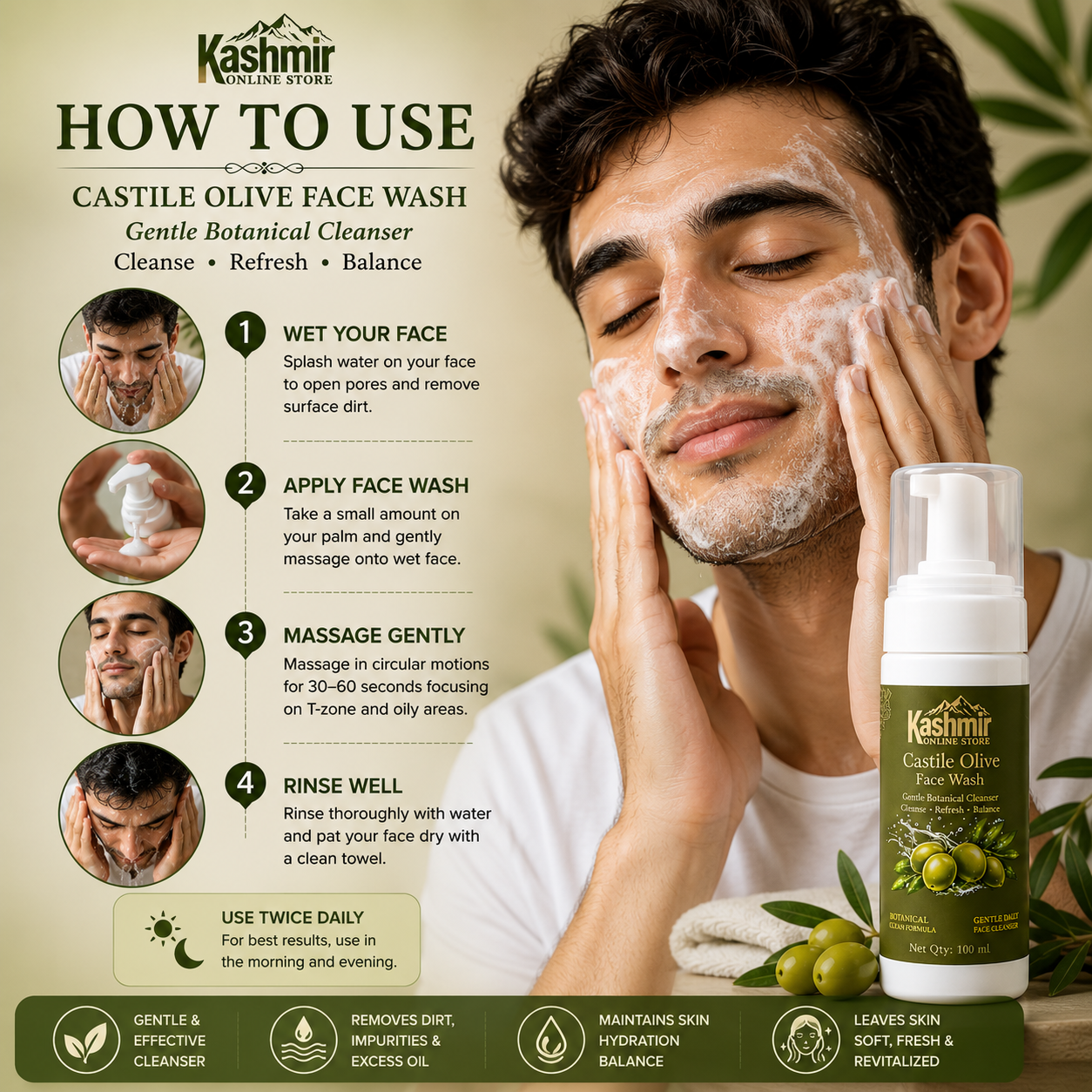 castile olive facewash | 100ml