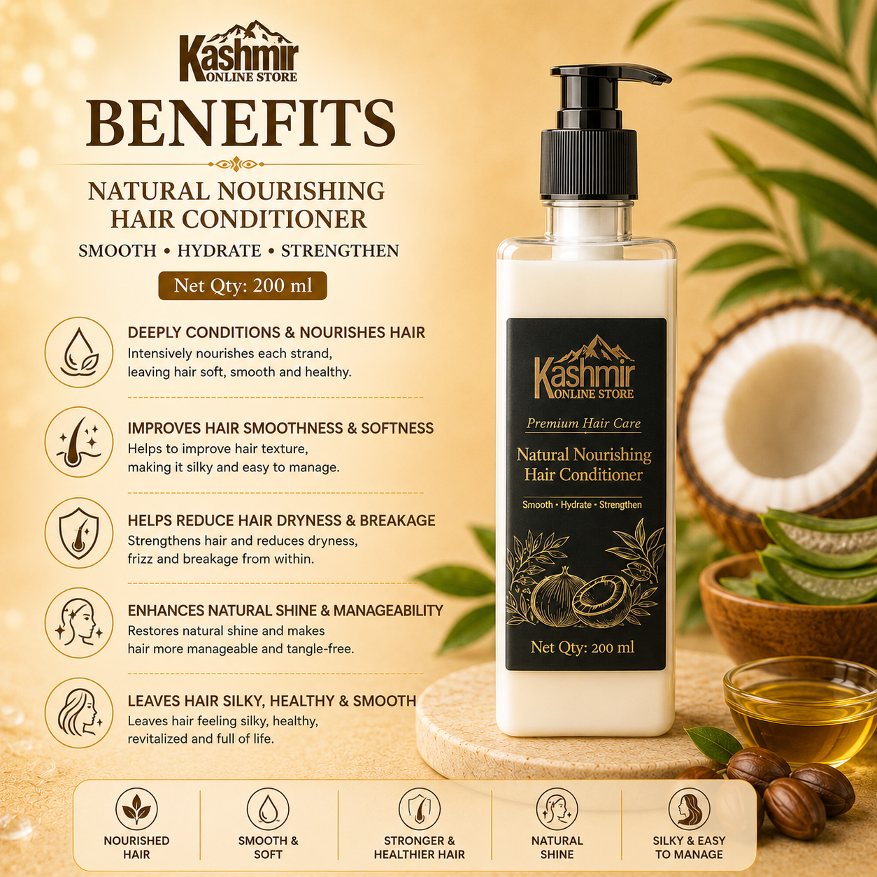 Natural Nourishing Hair Conditioner | Soft, Smooth, Shiny Hair | 200ml