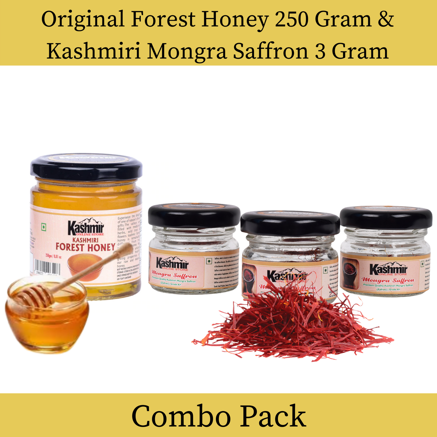 Buy Combo pack of Kashmiri Kesar And Kashmiri Forest Honey.