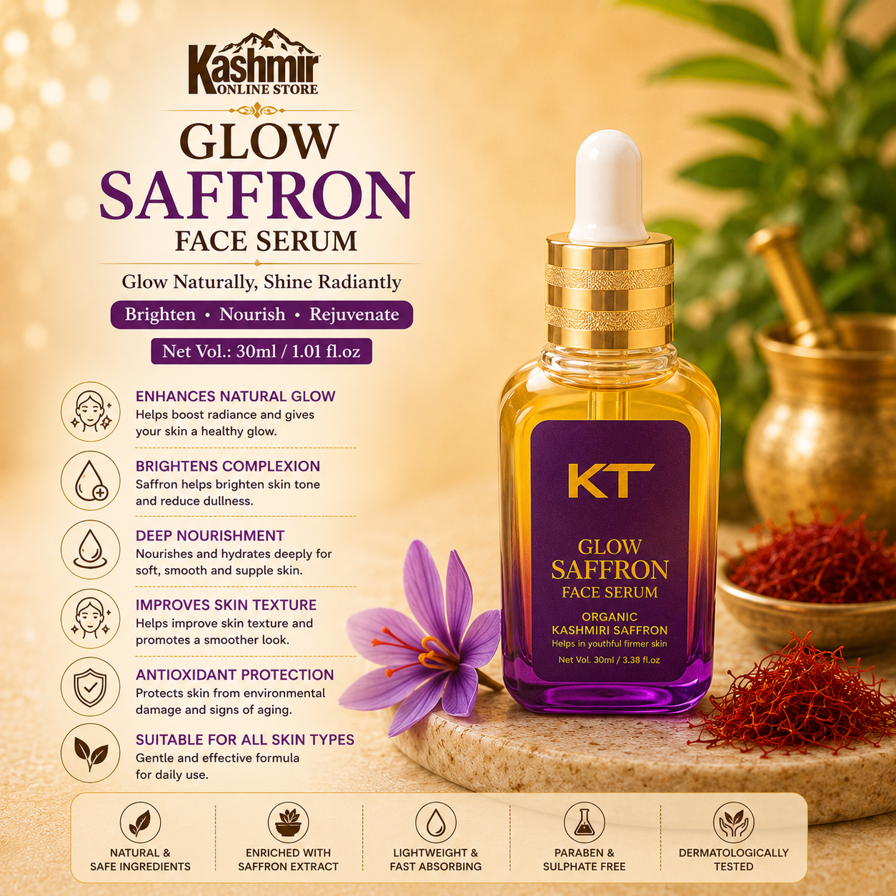 Glow Saffron Face Serum | Kashmiri Saffron Glow