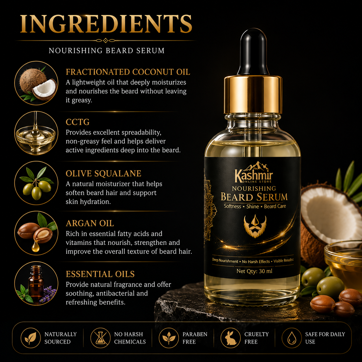 Nourishing Beard Serum – Natural Beard Care Serum | Ruh E Kashmir Online Store