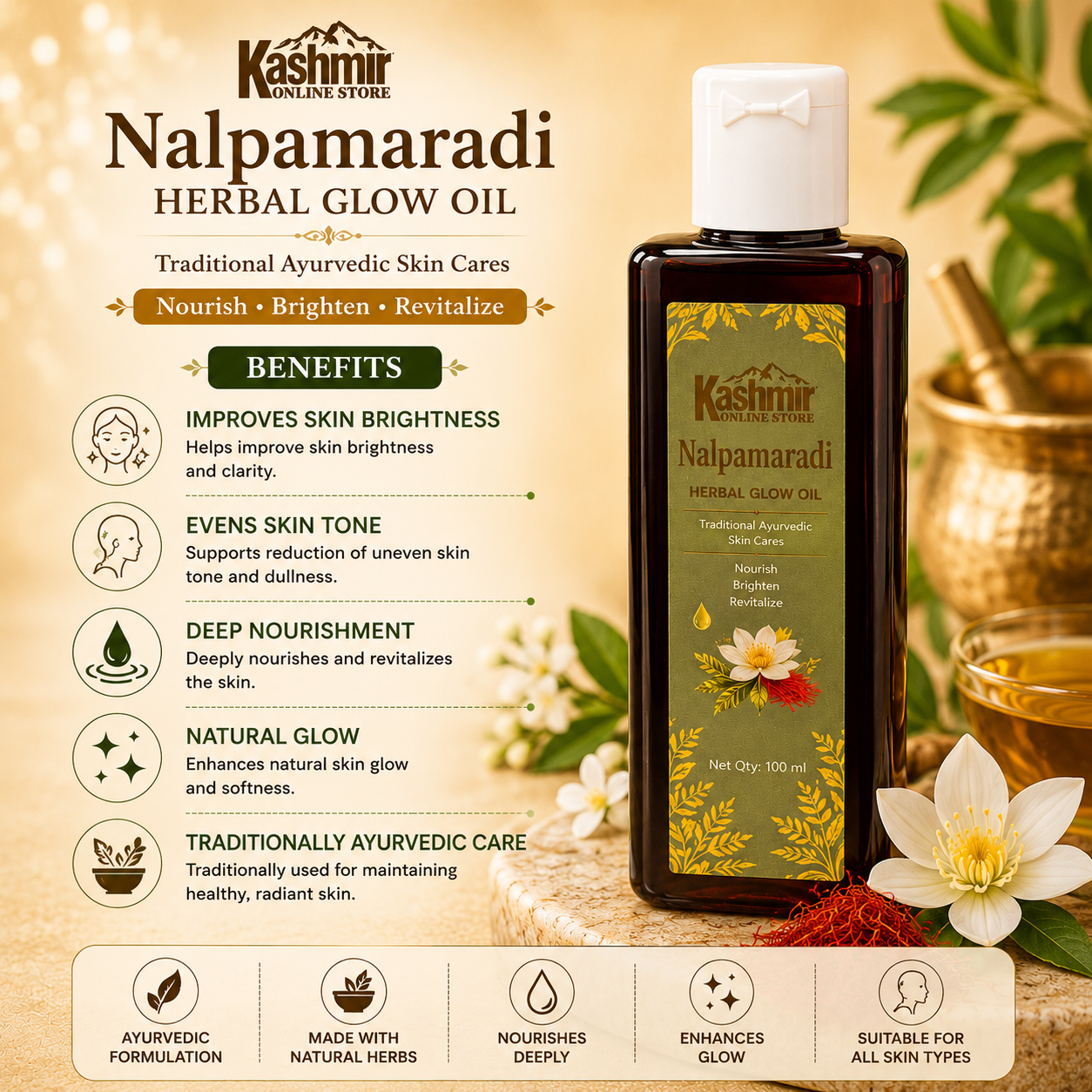 Nalpamaradi Herbal Glow Oil | Ayurvedic Glow Oil | 100ml
