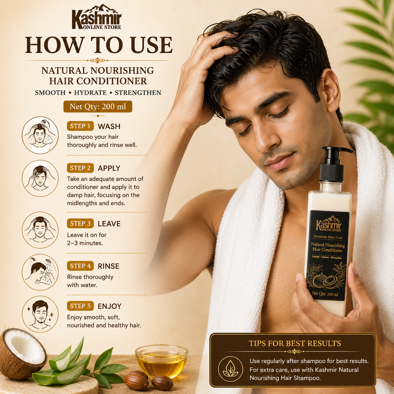 Natural Nourishing Hair Conditioner | Soft, Smooth, Shiny Hair | 200ml