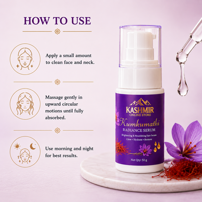Kumkumathi Radiance Serum – Brightening Face Serum | Ruh E Kashmir Online Store