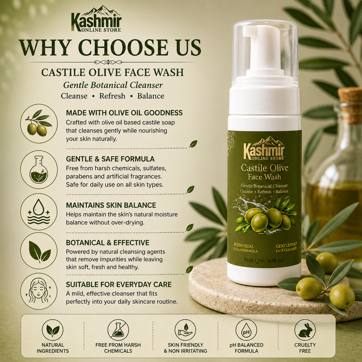 castile olive facewash | 100ml