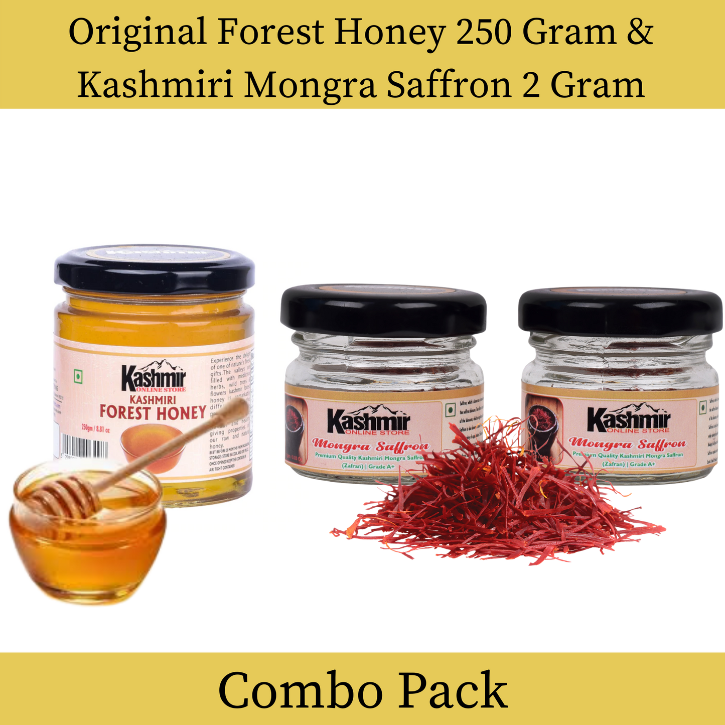Buy Combo pack of Kashmiri Kesar And Kashmiri Forest Honey.