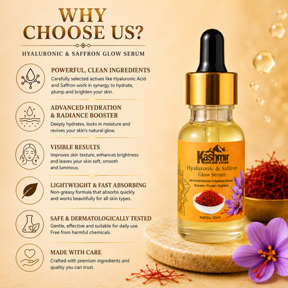 Hyaluronic & Saffron Serum 20ml – Deep Hydration, Brightening & Glow Face Serum