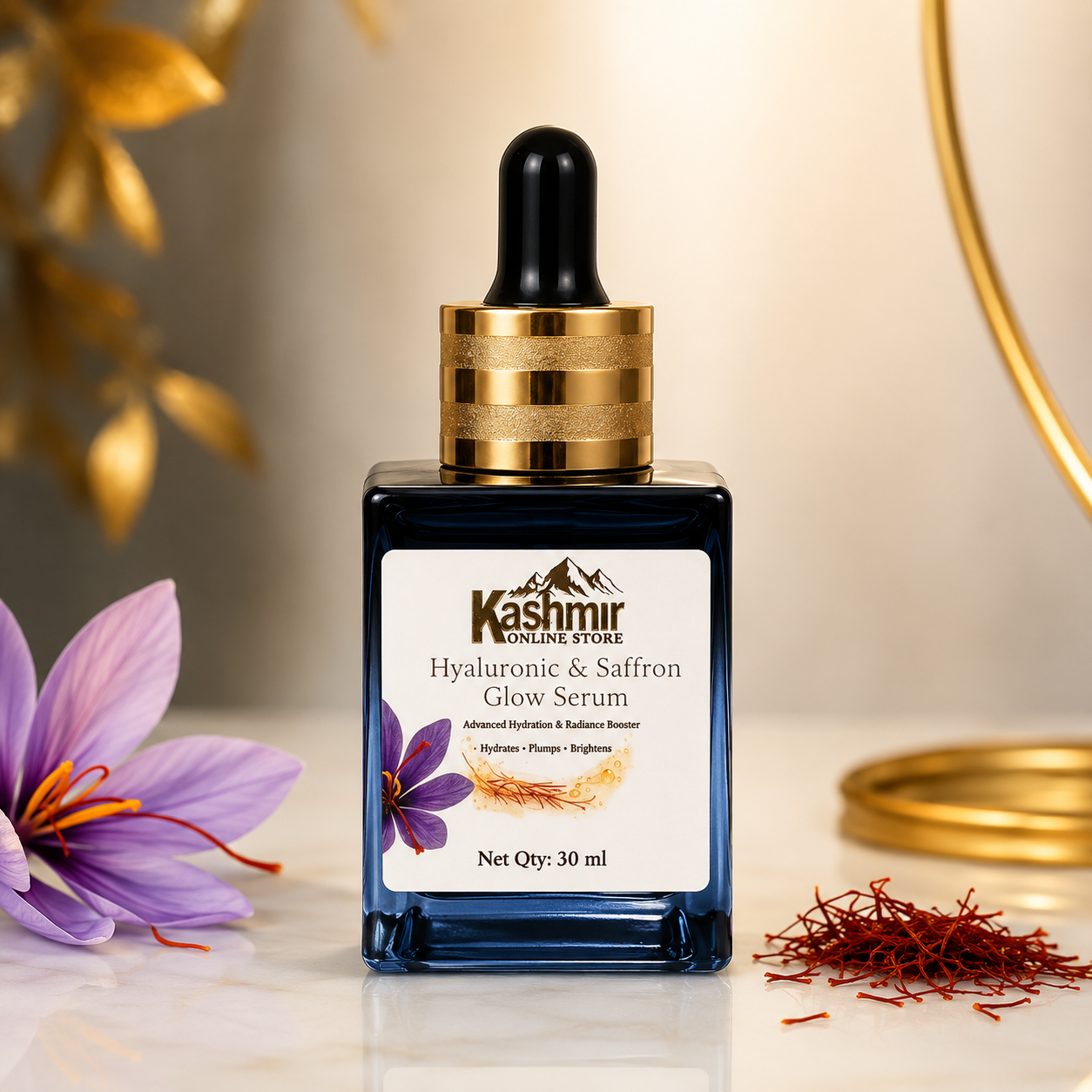 Hyaluronic & Saffron Glow Serum 30ml | Hydrating Face Serum
