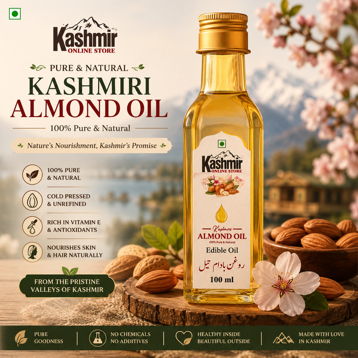 Pure Kashmiri Almond Oil | Pure ,Sweet  &Natural