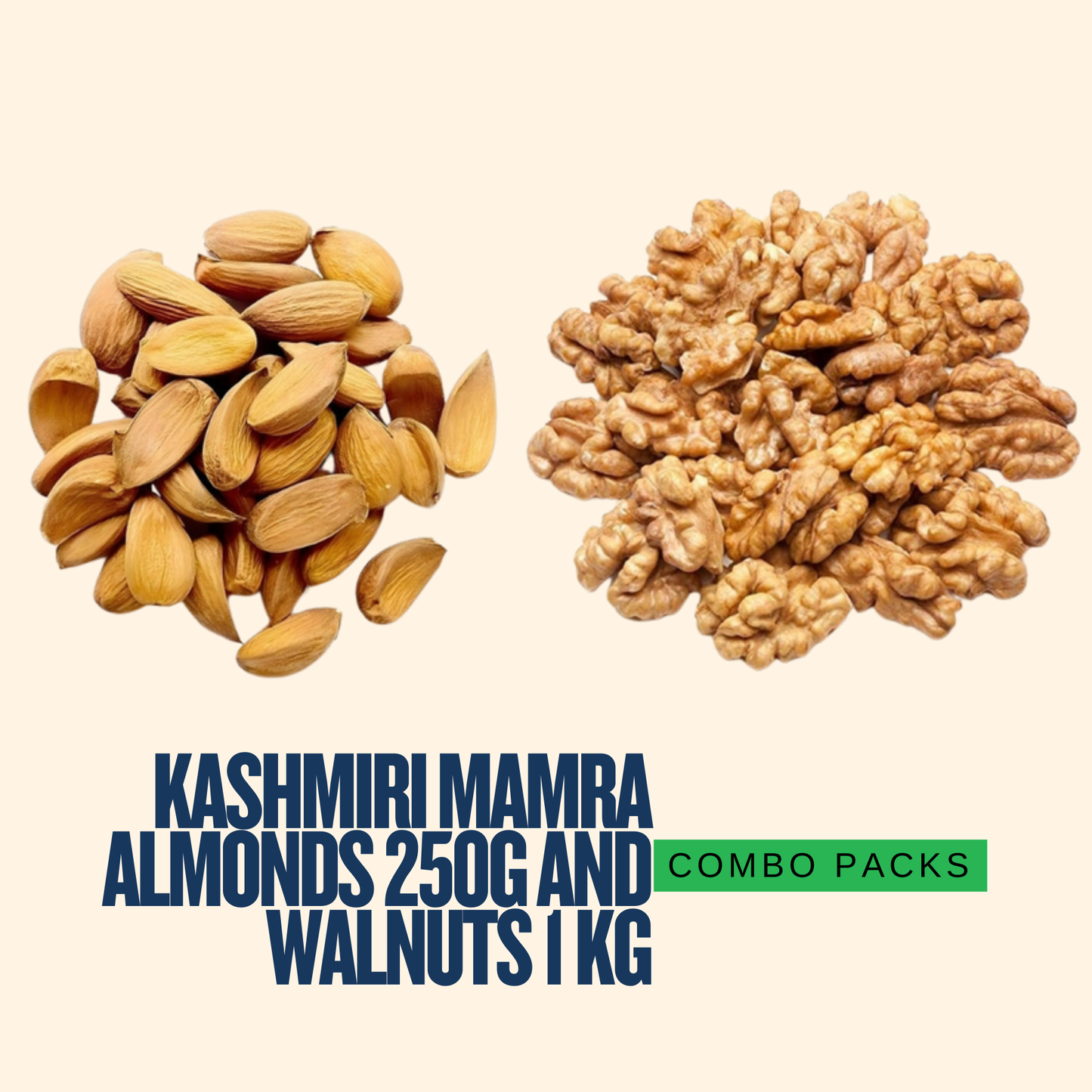 Buy Combo Pack of Kashmiri Mamra Almonds 250g and Walnuts 1 kg
