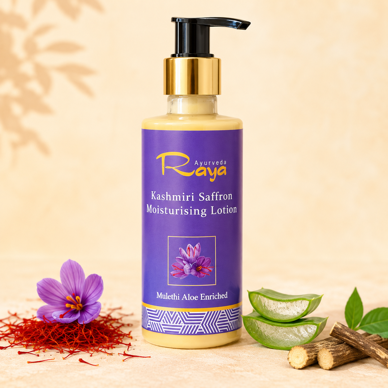 Raya Ayurveda Kashmiri Saffron Moisturising Lotion | Daily Glow |200ml