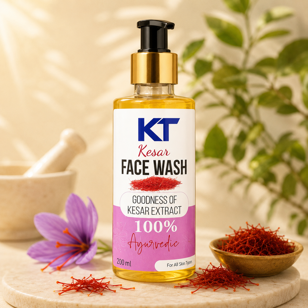 KT Kesar Ayurveda Facewash | Saffron Glow Cleanser | 200ml