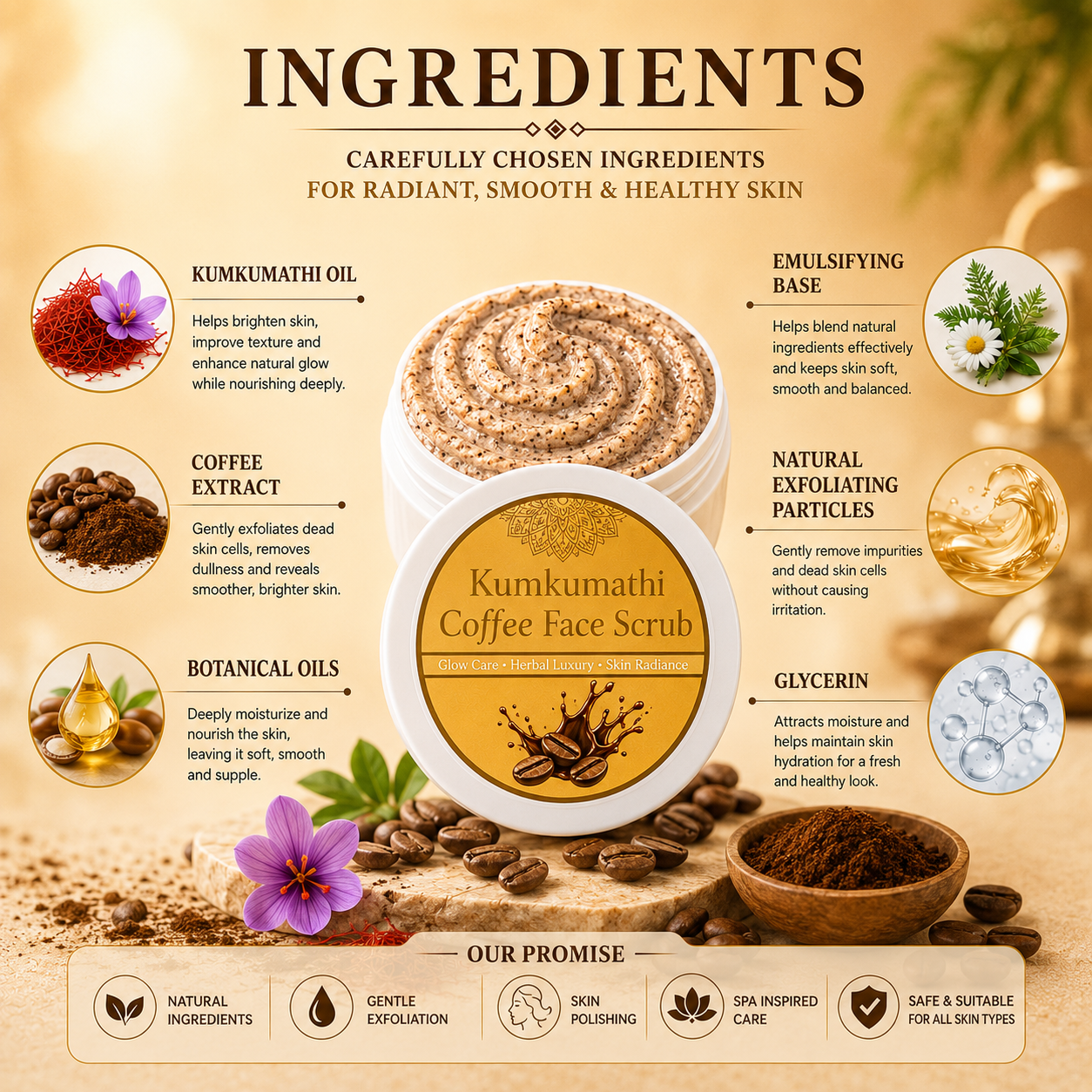 Kumkumadi Coffee Face Scrub | Natural Glow Exfoliator | 200g