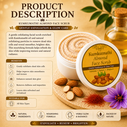 Kumkumadi Almond Face Scrub | Gentle Glow Exfoliator | 200g