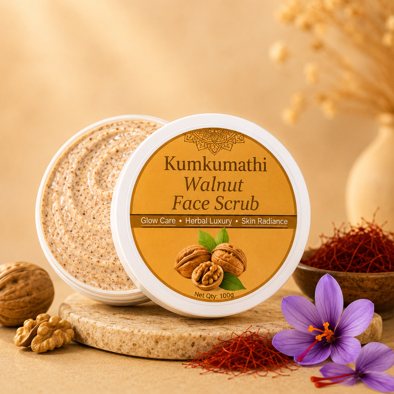 Kumkumadi Walnut Face Scrub | Gentle Exfoliator | 200g