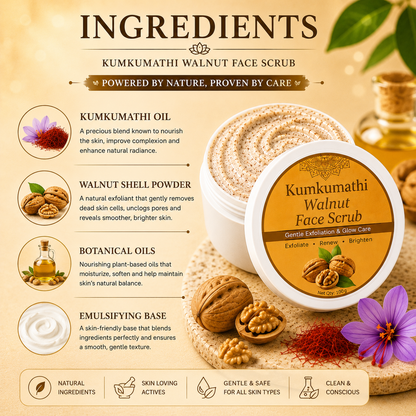 Kumkumadi Walnut Face Scrub | Gentle Exfoliator | 200g