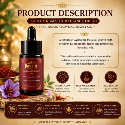 Famous Original Kumkumathi Radiance Saffron  Oil ( Brightens  Nourishes  Revitalizes )
