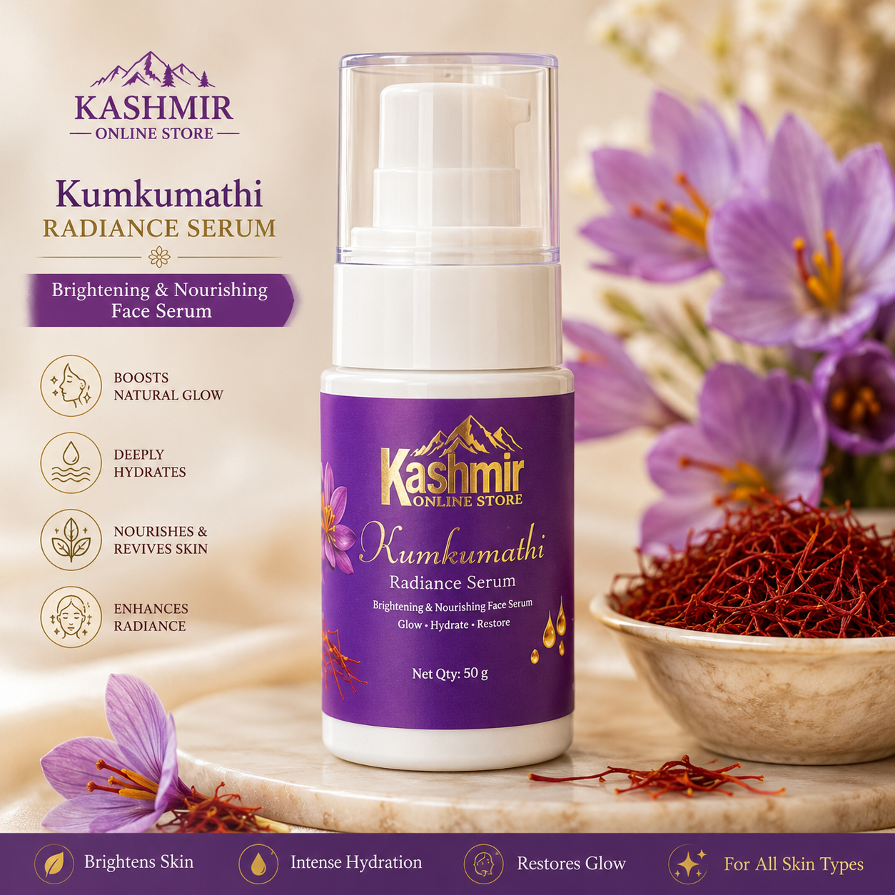 Kumkumathi Radiance Serum – Brightening Face Serum | Ruh E Kashmir Online Store