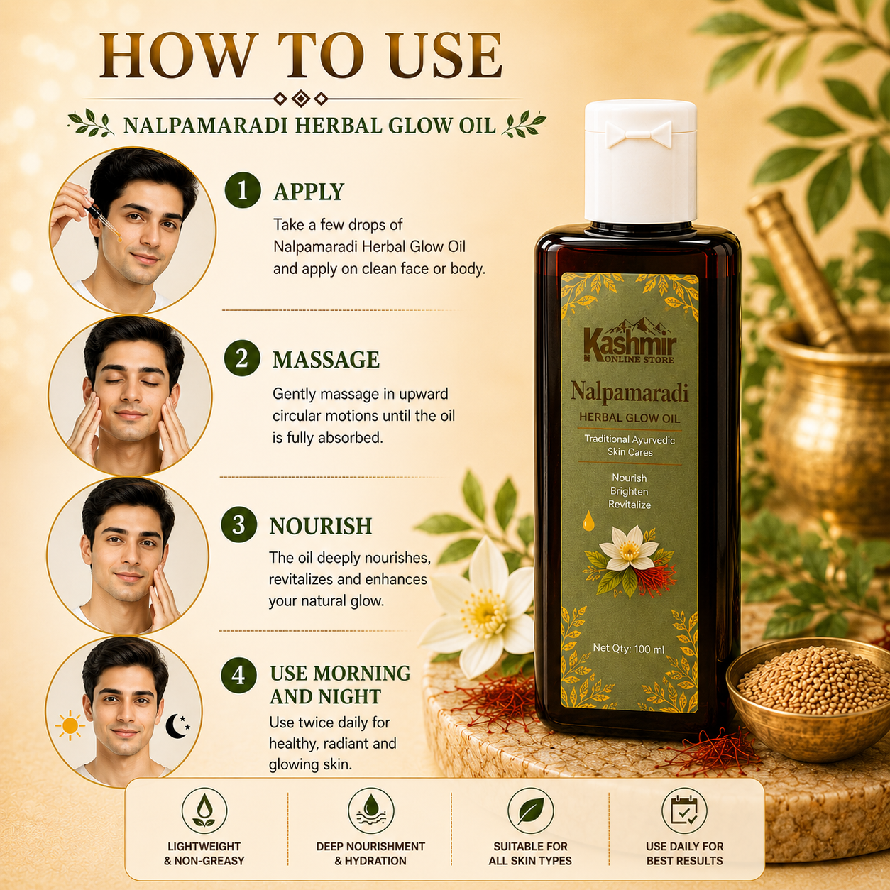 Nalpamaradi Herbal Glow Oil | Ayurvedic Glow Oil | 100ml