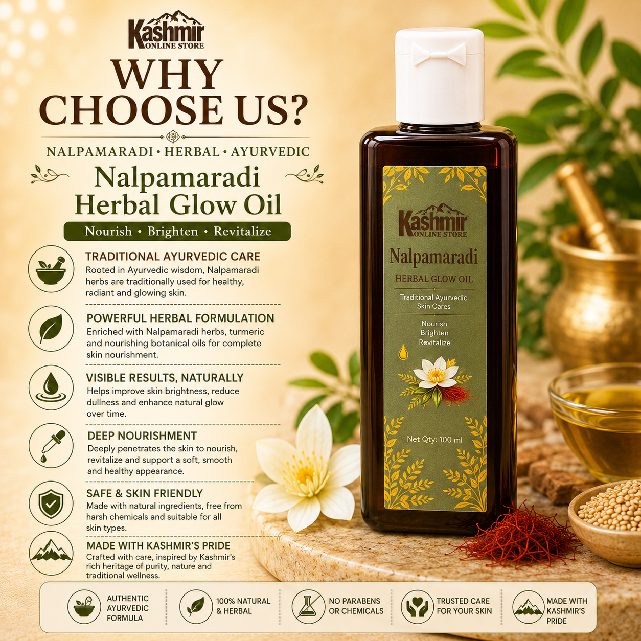Nalpamaradi Herbal Glow Oil | Ayurvedic Glow Oil | 100ml