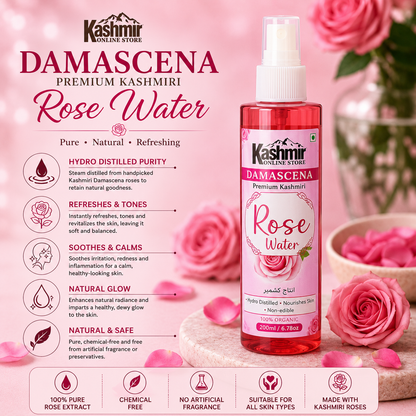 Damascena Premium Kashmiri Rose Water | Facial Toner &amp; Mist