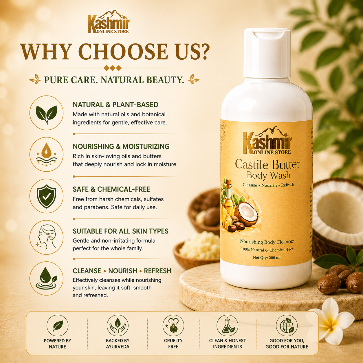 Castile Butter Body Wash | Natural Moisturizing Wash | 200ml