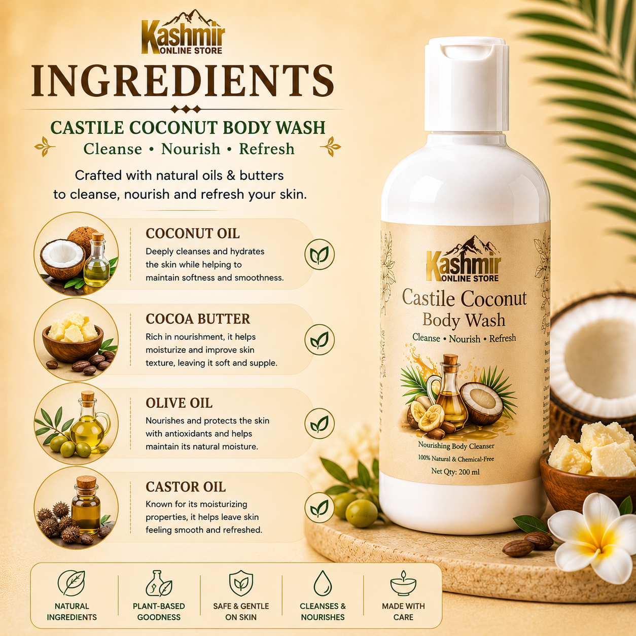 Castile Coconut Body Wash | Natural Sulfate-Free Wash | 200ml