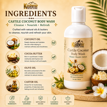 Castile Coconut Body Wash | Natural Sulfate-Free Wash | 200ml