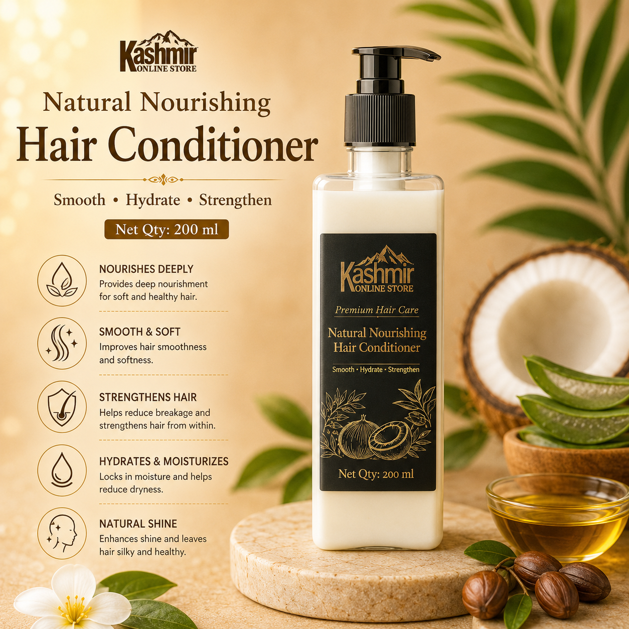 Natural Nourishing Hair Conditioner | Soft, Smooth, Shiny Hair | 200ml