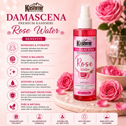Damascena Premium Kashmiri Rose Water | Facial Toner &amp; Mist