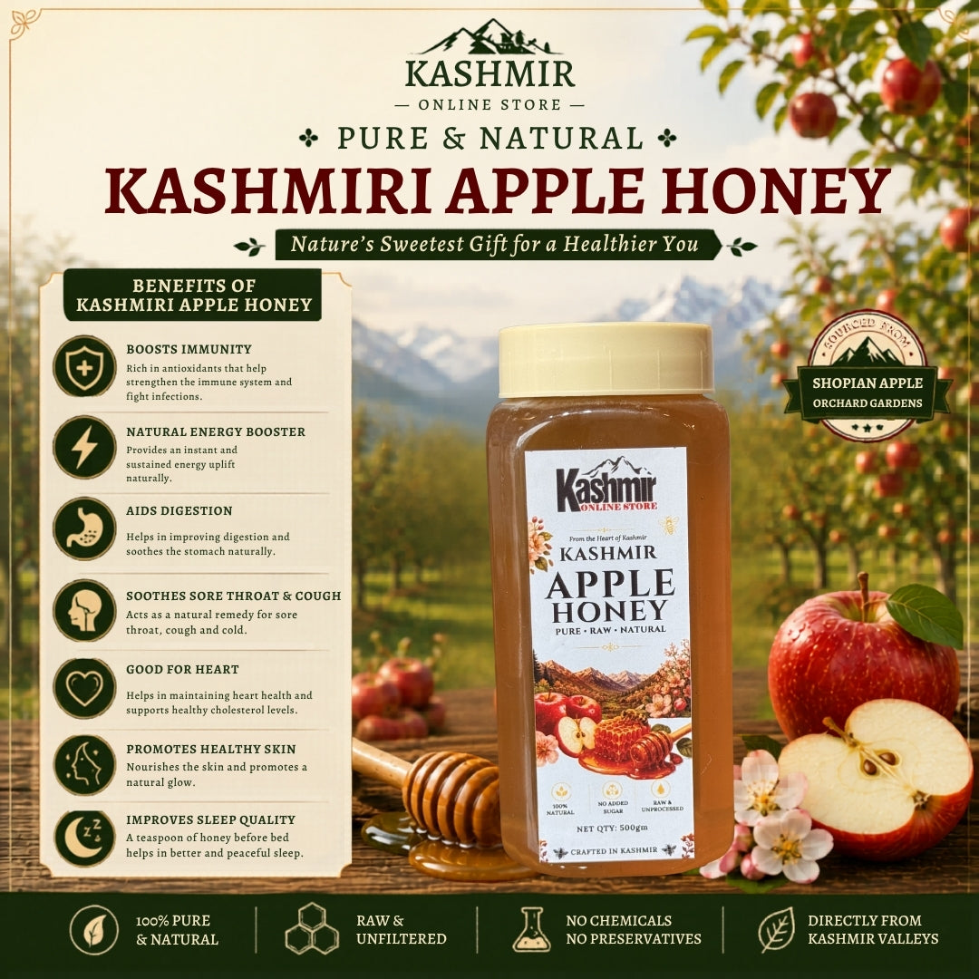 Pure Kashmiri Apple Blossom Honey – Raw Himalayan Orchard Honey | Ruh E Kashmir Online Store